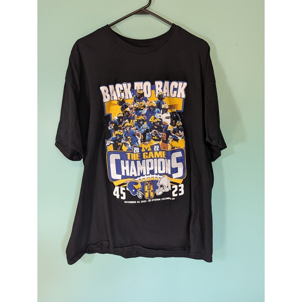 University of Michigan Back 2 Back Champions T Shirt Size 2XL